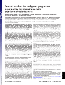 Genomic Markers for Malignant Progression in Pulmonary Adenocarcinoma with Bronchioloalveolar Features