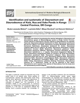 Identification and Systematic of Staurastrum and Staurodesmus Of