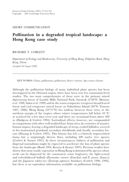 Pollination in a Degraded Tropical Landscape: a Hong Kong Case Study