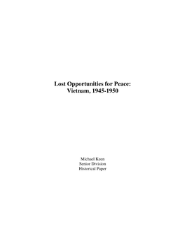 Lost Opportunities for Peace: Vietnam, 1945-1950