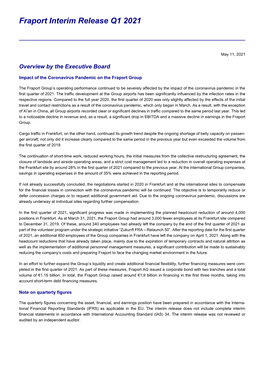 Fraport Interim Release Q1 2021