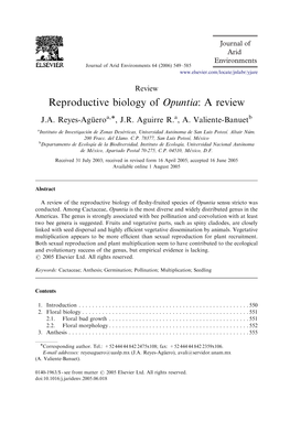 Reproductive Biology of Opuntia: a Review