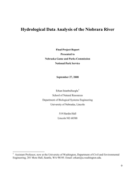 Runoff Relations in the Niobrara River Basins