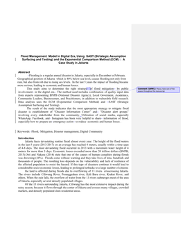 Flood Management Model in Digital Era, Using SAST (Strtategic Assumption Surfacing and Testing) and the Exponential Comparison Method (ECM) : a Case Study in Jakarta