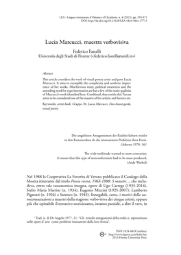 Lucia Marcucci, Maestra Verbovisiva