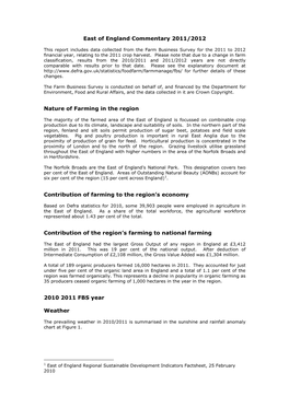 East of England Commentary 2011/2012