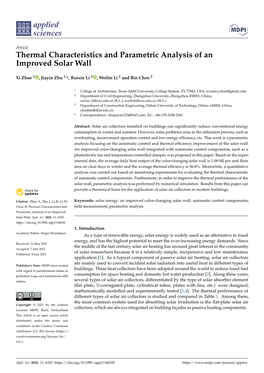 Thermal Characteristics and Parametric Analysis of an Improved Solar Wall