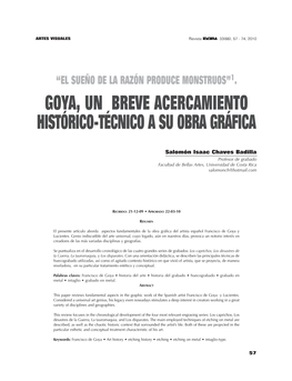 1. Goya, Un Breve Acercamiento Histórico-Técnico a Su Obra Gráfica