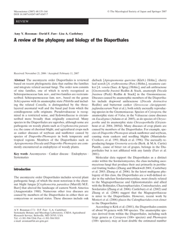 A Review of the Phylogeny and Biology of the Diaporthales