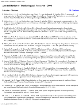 Annual Review of Pteridological Research - 2004