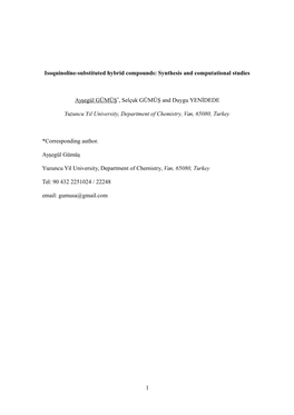 Isoquinoline-Substituted Triazole and Pyran Derivatives: Synthesis And