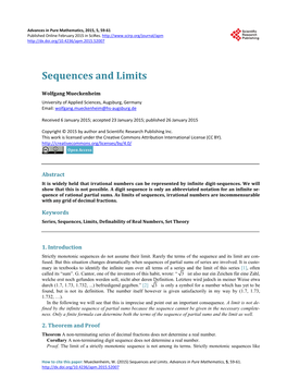 Sequences and Limits