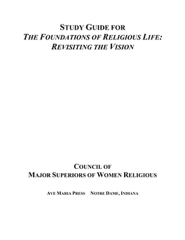Study Guide for the Foundations of Religious Life: Revisiting the Vision