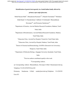 Identification of Genetic Heterogeneity in a South Indian Family Affected By