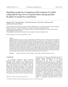 Comparison of the Emission of Volatile Compounds by Figs of Ficus Hispida Before, During and After the Phase of Receptivity to Pollinators