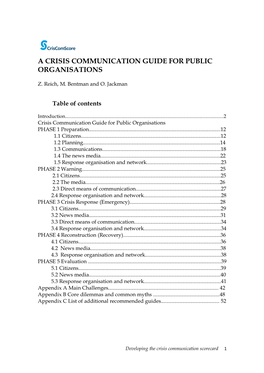 A Crisis Communication Guide for Public Organisations