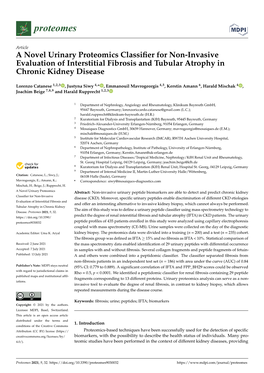 A Novel Urinary Proteomics Classifier for Non-Invasive Evaluation