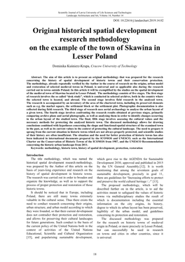 Original Historical Spatial Development Research Methodology on the Example of the Town of Skawina in Lesser Poland
