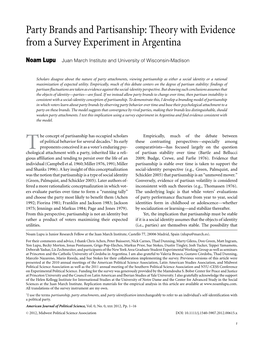 Party Brands and Partisanship: Theory with Evidence from a Survey Experiment in Argentina