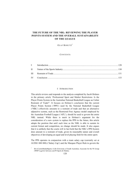 The Future of the Nbl: Reviewing the Player Points System and the Overall Sustainability of the League