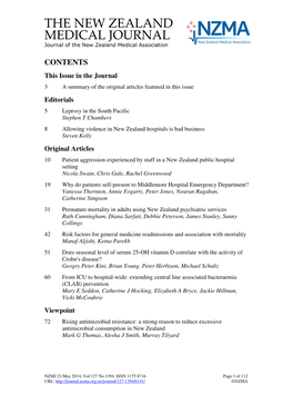 THE NEW ZEALAND MEDICAL JOURNAL Journal of the New Zealand Medical Association