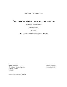 Ketorolac Tromethamine Injection Usp