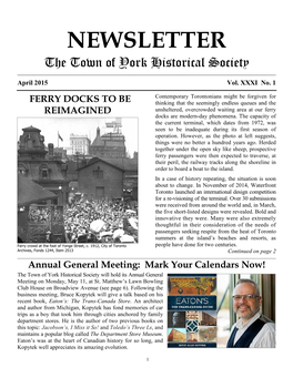 NEWSLETTER the Town of York Historical Society ______