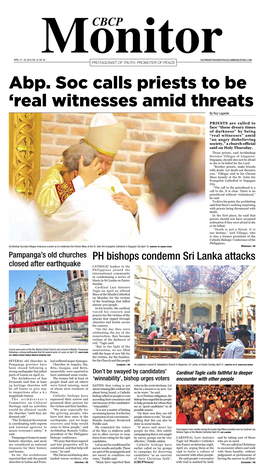 Abp. Soc Calls Priests to Be 'Real Witnesses Amid Threats