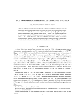 Ideal Binary Clutters, Connectivity and a Conjecture of Seymour