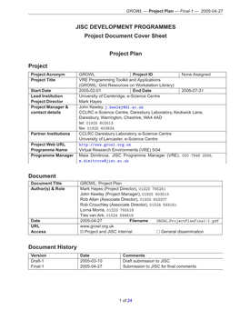 JISC Project Plan