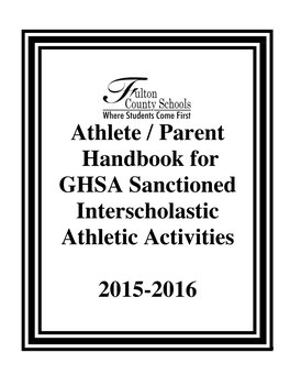 Athlete / Parent Handbook for GHSA Sanctioned Interscholastic Athletic