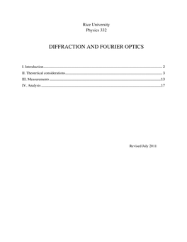 Diffraction and Fourier Optics