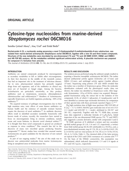 Cytosine-Type Nucleosides from Marine-Derived Streptomyces Rochei 06CM016