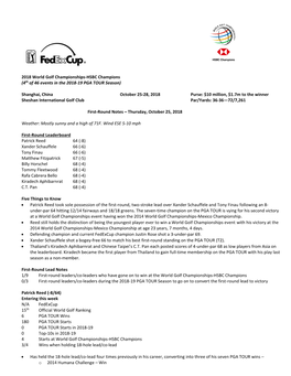 Notes About Participants in the 2005 Funai Classic …