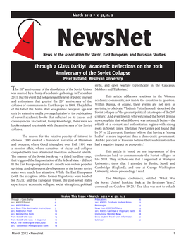 Through a Glass Darkly: Academic Reflections on the 20Th Anniversary of the Soviet Collapse Peter Rutland, Wesleyan University