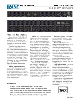 THX 44 and THX 22 DATA SHEET