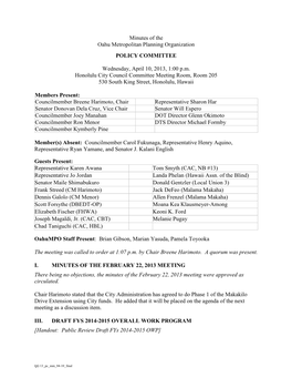 Oahumpo Policy Committee Minutes Page 2 of 6 April 10, 2013 Meeting