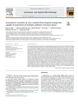 Acinetobacter Cumulans Sp. Nov., Isolated from Hospital Sewage And