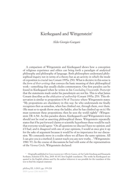 Kierkegaard and Wittgenstein1