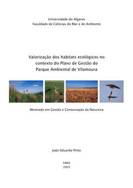 Valorização Dos Habitats Ecológicos No Contexto Do Plano De Gestão Do Parque Ambiental De Vilamoura