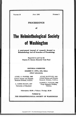 The Helminthological Society of Washington