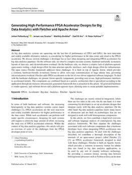 Generating High-Performance FPGA Accelerator Designs for Big Data Analytics with Fletcher and Apache Arrow