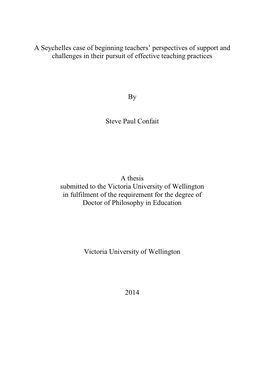 A Seychelles Case of Beginning Teachers' Perspectives of Support