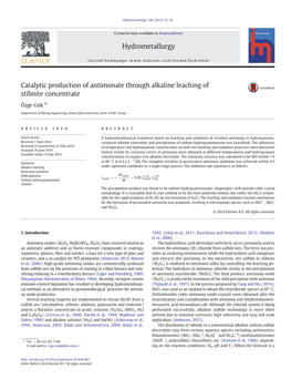 Catalytic Production of Antimonate Through Alkaline Leaching of Stibnite Concentrate