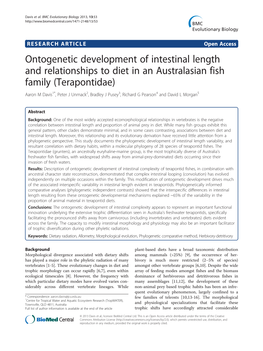 Ontogenetic Development of Intestinal Length and Relationships to Diet In
