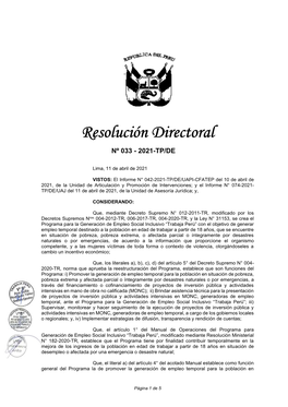 Resolución Directoral