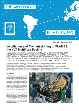 Installation and Commissioning of FLAMES, the VLT Multifibre Facility L