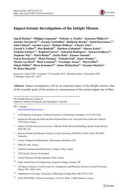 Impact-Seismic Investigations of the Insight Mission