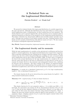 A Technical Note on the Logitnormal Distribution