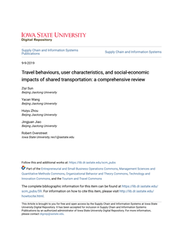 Travel Behaviours, User Characteristics, and Social-Economic Impacts of Shared Transportation: a Comprehensive Review